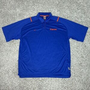 Florida Gators Polo Shirt Mens XL Blue NCAA Football Nike Fit Dry Performance